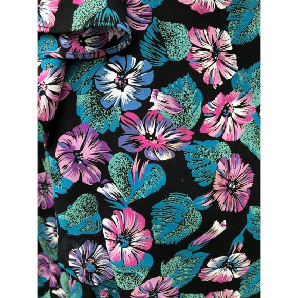 Vintage 80s does 20s Dropped Waist Tropical Hawaiian Flowy Dress | Small Medium - Picture 8 of 10